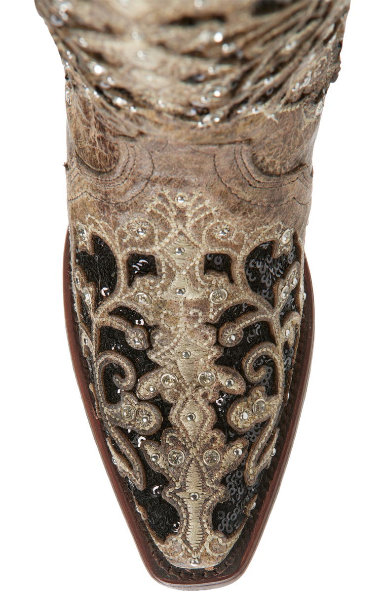 CORRAL Sequin Mid Calf Western Boot, Alternate, color, Brown