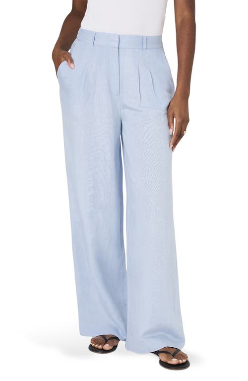 Shop French Connection Birdie Wide Leg Linen Blend Pants In Cashmere Blue