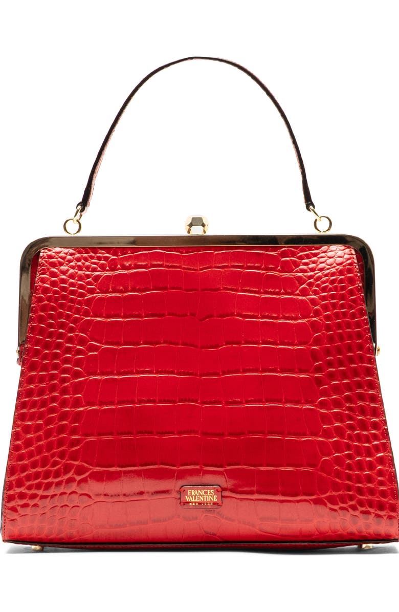 Frances Valentine Jackie Croc Embossed Leather Frame Bag, Main, color,