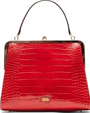 Frances Valentine Jackie Croc Embossed Leather Frame Bag