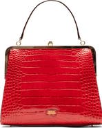 Frances Valentine Jackie Croc Embossed Leather Frame Bag