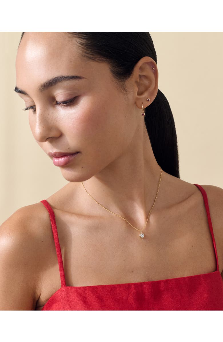 Edge of Ember Solid Gold Heart White Sapphire Necklace, Alternate, color, Metallic Gold