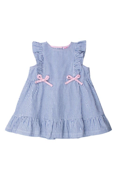 Rufflebutts Stripe Cotton Seersucker Dress In Blue