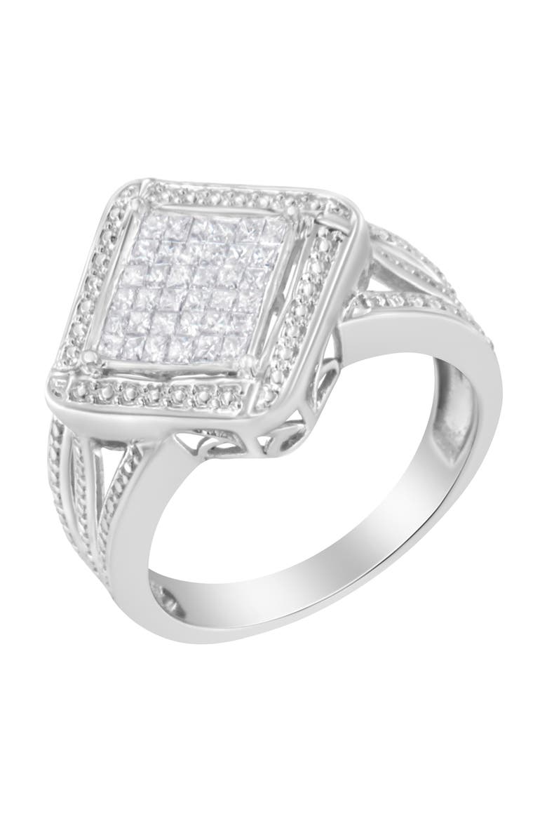Silver 2/5 Cttw Princess Cut Diamond Cluster Composite Cocktail Ring, Alternate, color, Silver