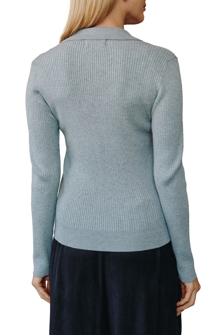 Collared Button-Up Rib Sweater, Alternate, color, HEATHER GREY
