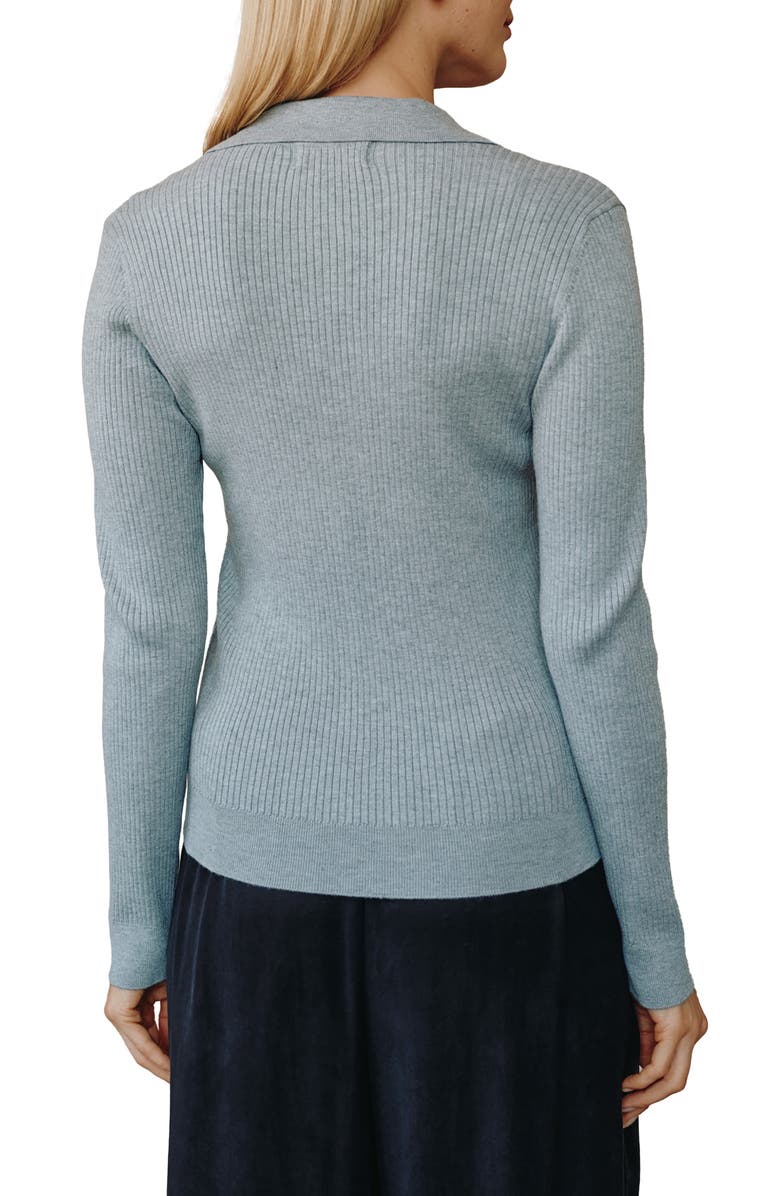 Bella Dahl Collared Button-Up Rib Sweater, Alternate, color, Heather Grey