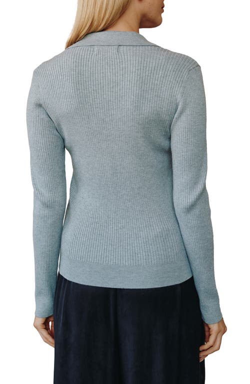 Bella Dahl Collared Button-up Rib Sweater In Blue