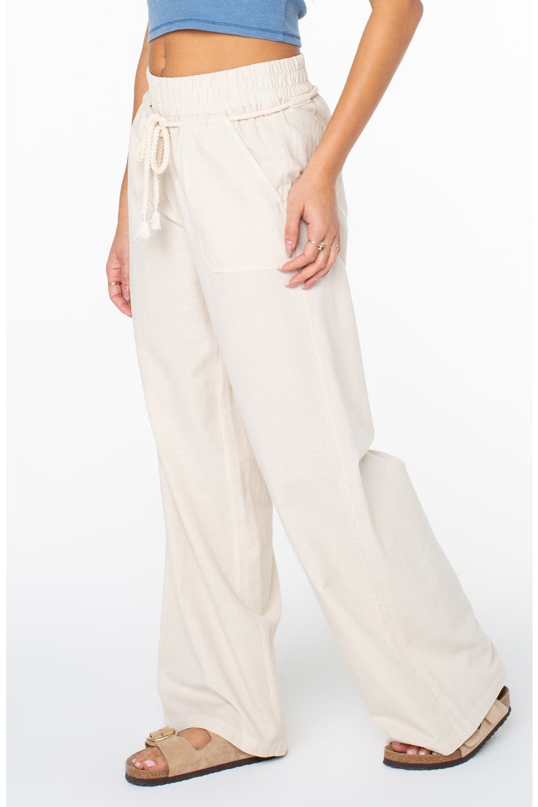 Paddle On Drawstring Cotton & Linen Pants, Alternate, color, PUMICE STONE