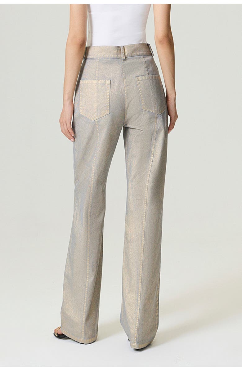 Nocturne Metallic Straight-Leg Jeans, Alternate, color, Metallic Gold