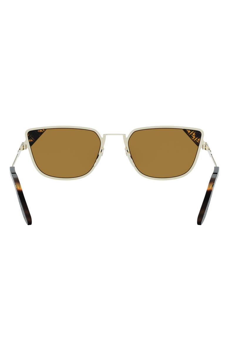 Fendi Signature 53.7mm Rectangular Sunglasses, Alternate, color, Gold / Roviex