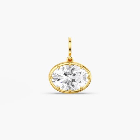 East West Oval Lola Lab Diamond Pendant Charm in 14K