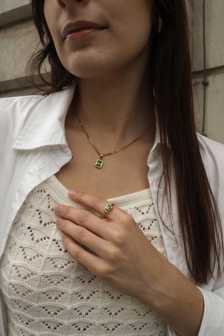 Square Emerald Ring, Alternate, color, Gold  With Emerald