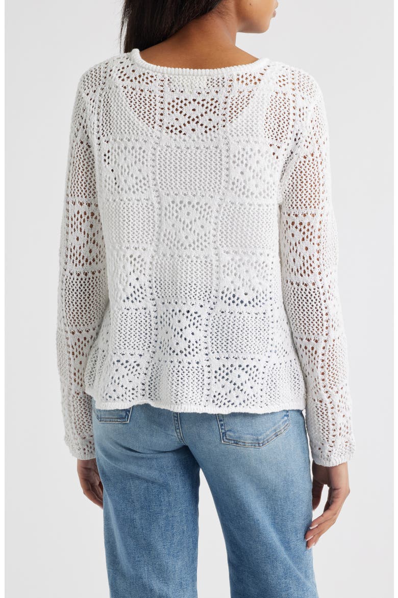 Tiara Crochet Look Sweater, Alternate, color, WHITE