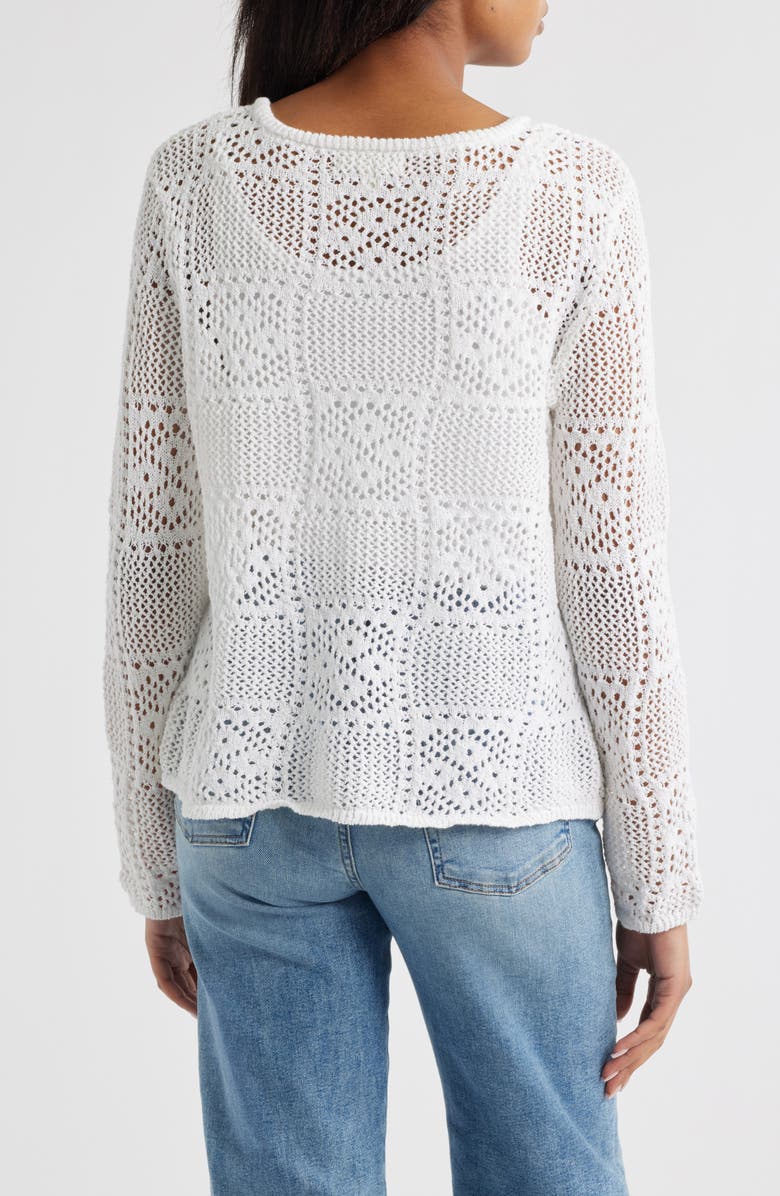 beachlunchlounge Tiara Crochet Look Sweater, Alternate, color, White