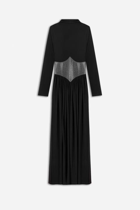 Faux Leather Corset Detail Maxi Dress