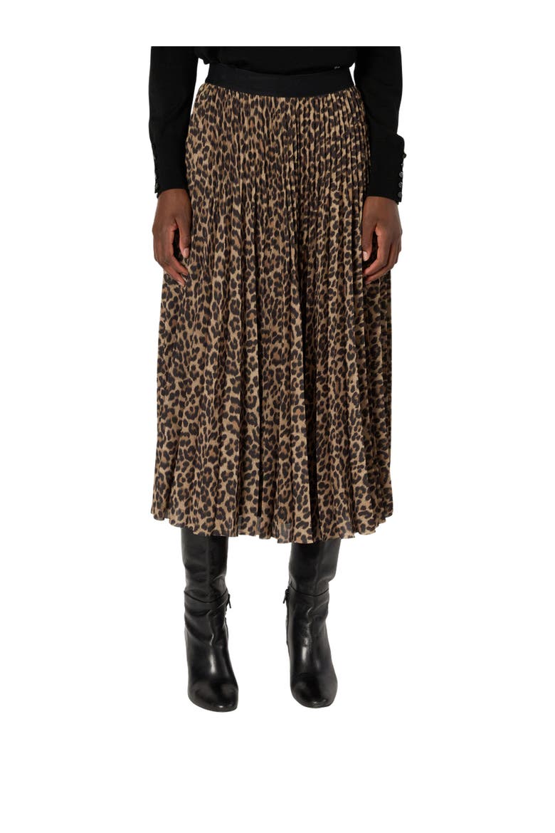 Babette Pleated Midi Skirt, Main, color, Brown