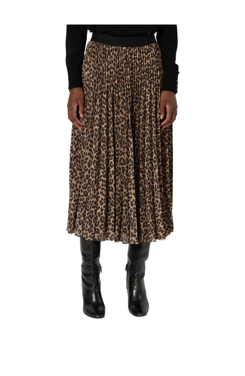 GERARD DAREL Babette Pleated Midi Skirt, Main, color, Brown