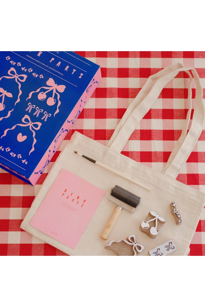 Block Printing Kit - Cherry Bow Print Tote Bag, Alternate, color, Cherry Bow Print