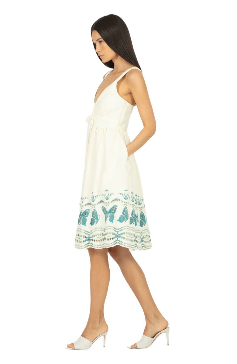SECRET MISSION Verona Dress, Alternate, color, Crème & Multi Blue Embroidery