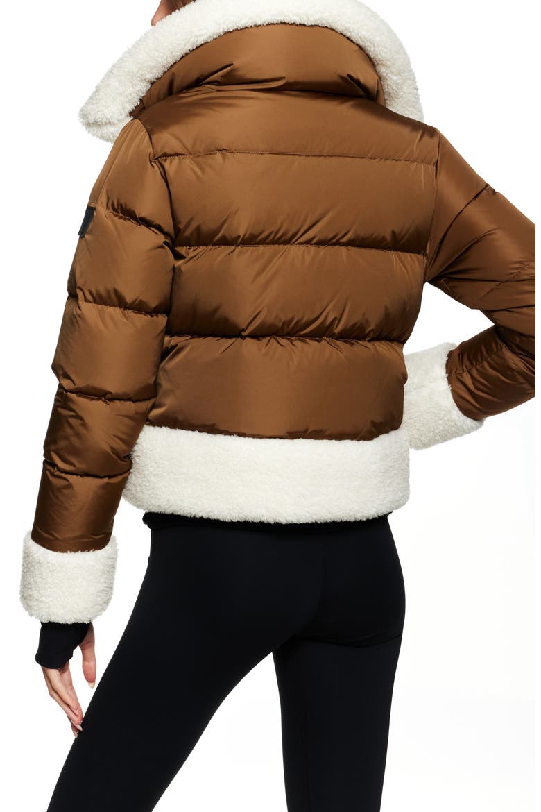 Bennet Faux Shearling Quilted Down Coat, Alternate, color, MATTE WALNUT