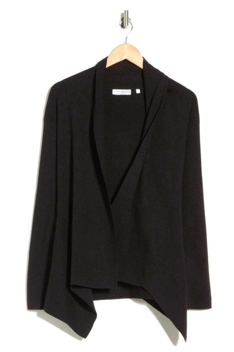 Drape Open Front Cardigan, Alternate, color, BLACK