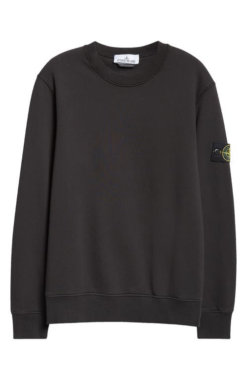 Stone Island Compass Logo Patch Fleece Sweatshirt In Black