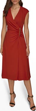 Donna Karan New York Faux Wrap Jersey Midi Dress