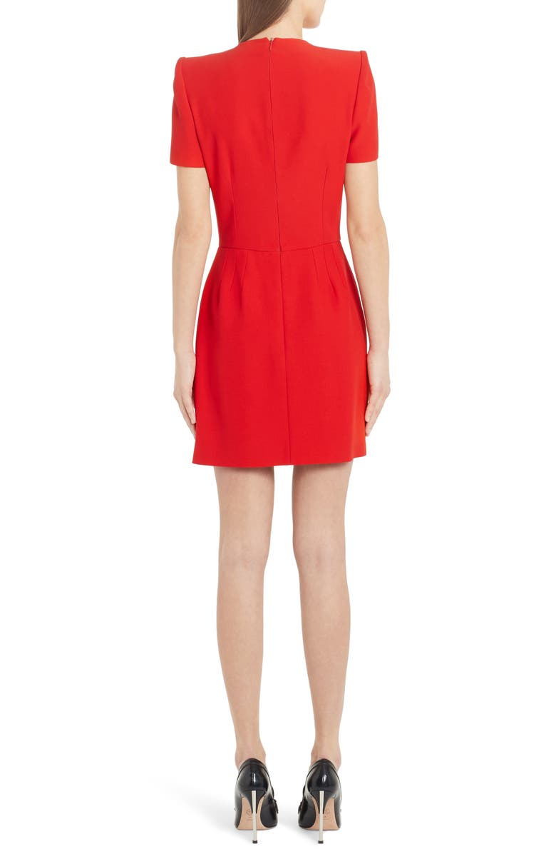 McQueen Alexander McQueen Pleated Leaf Crepe Minidress, Alternate, color, Lust Red