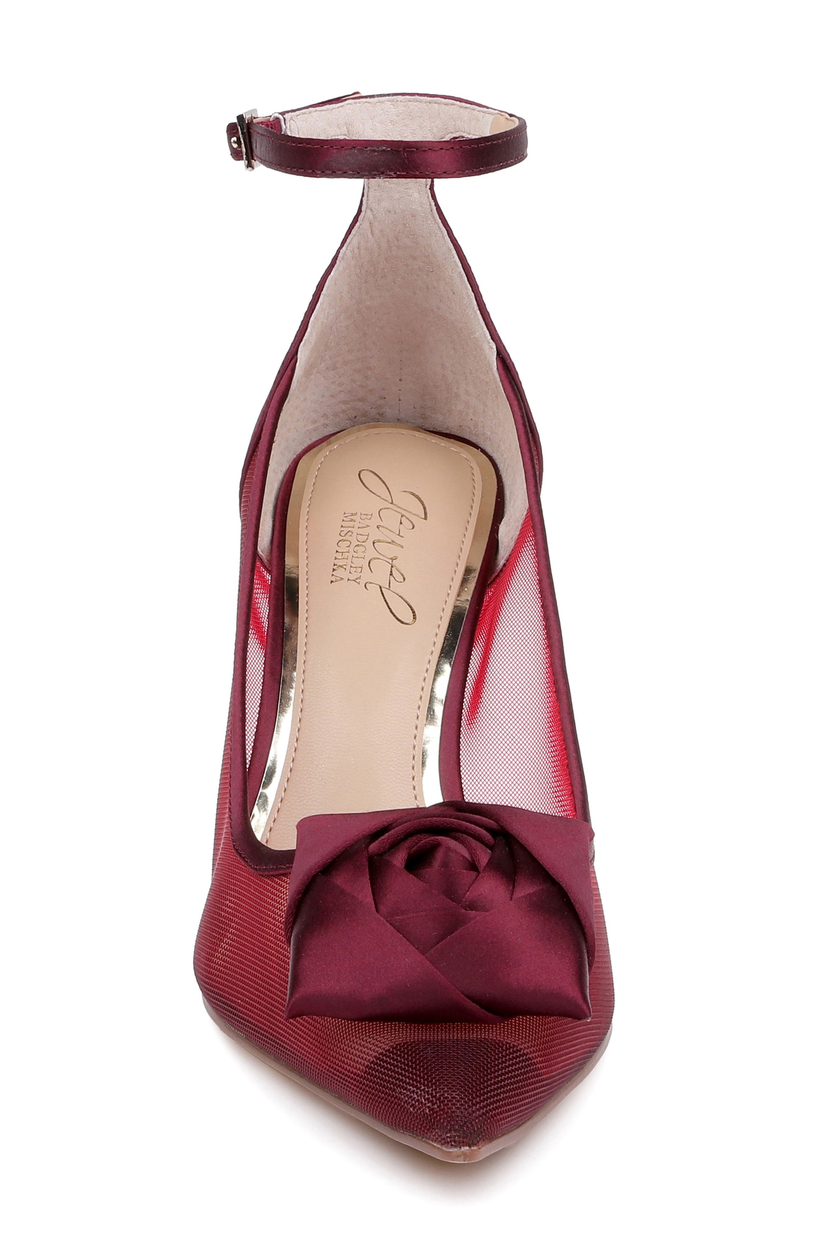 Beckett Ankle Strap Pump, Alternate, color, BURGUNDY MESH