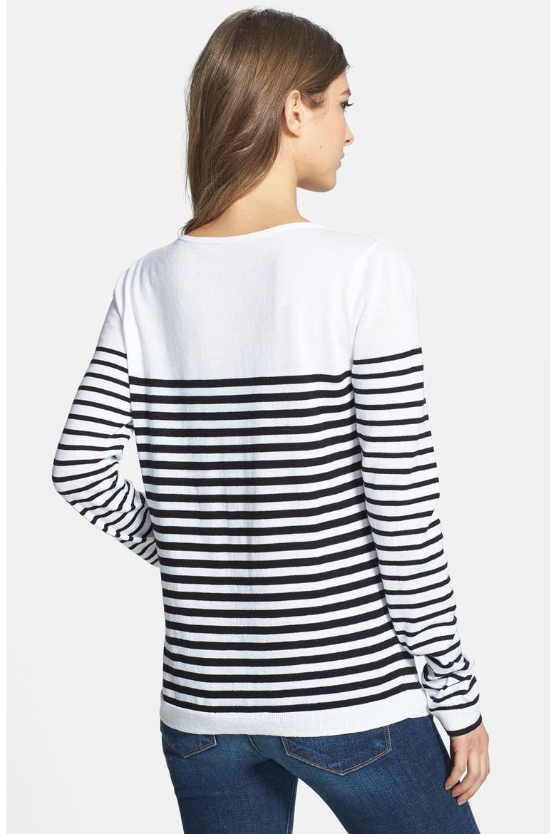 Hinge® Mix Stripe Cotton Sweater, Alternate, color, ANISSA STRIPE BLACK