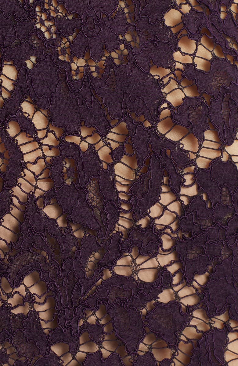 Valentino Long Sleeve V-Neck Lace Midi Dress, Alternate, color, 