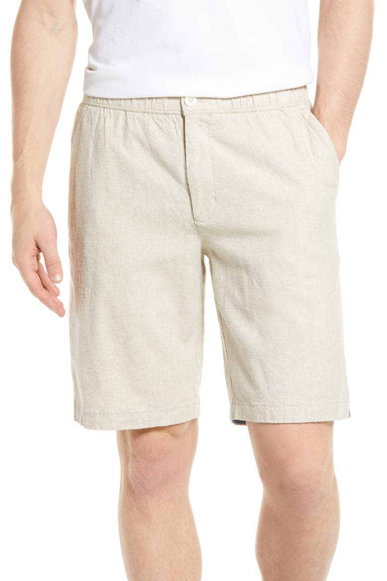 Linen in Paradise Flat Front Shorts, Main, color, NATURAL LINEN