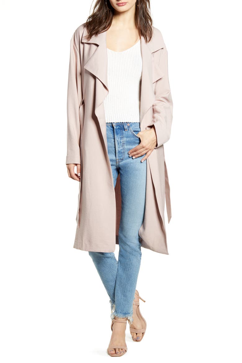 Soft Trench Coat, Main, color, PINK ADOBE