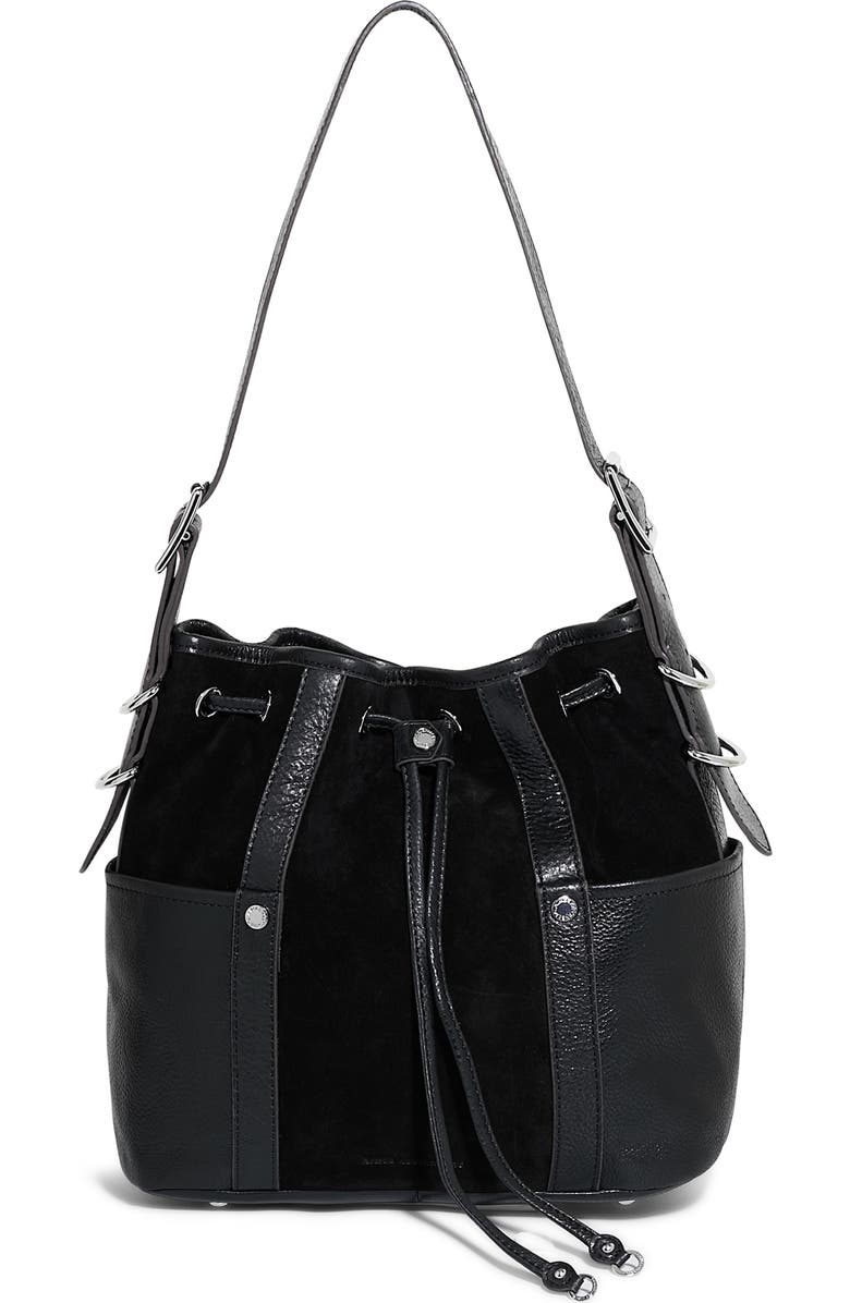 AIMEE About Town Leather & Suede Bucket Bag, Main, color,