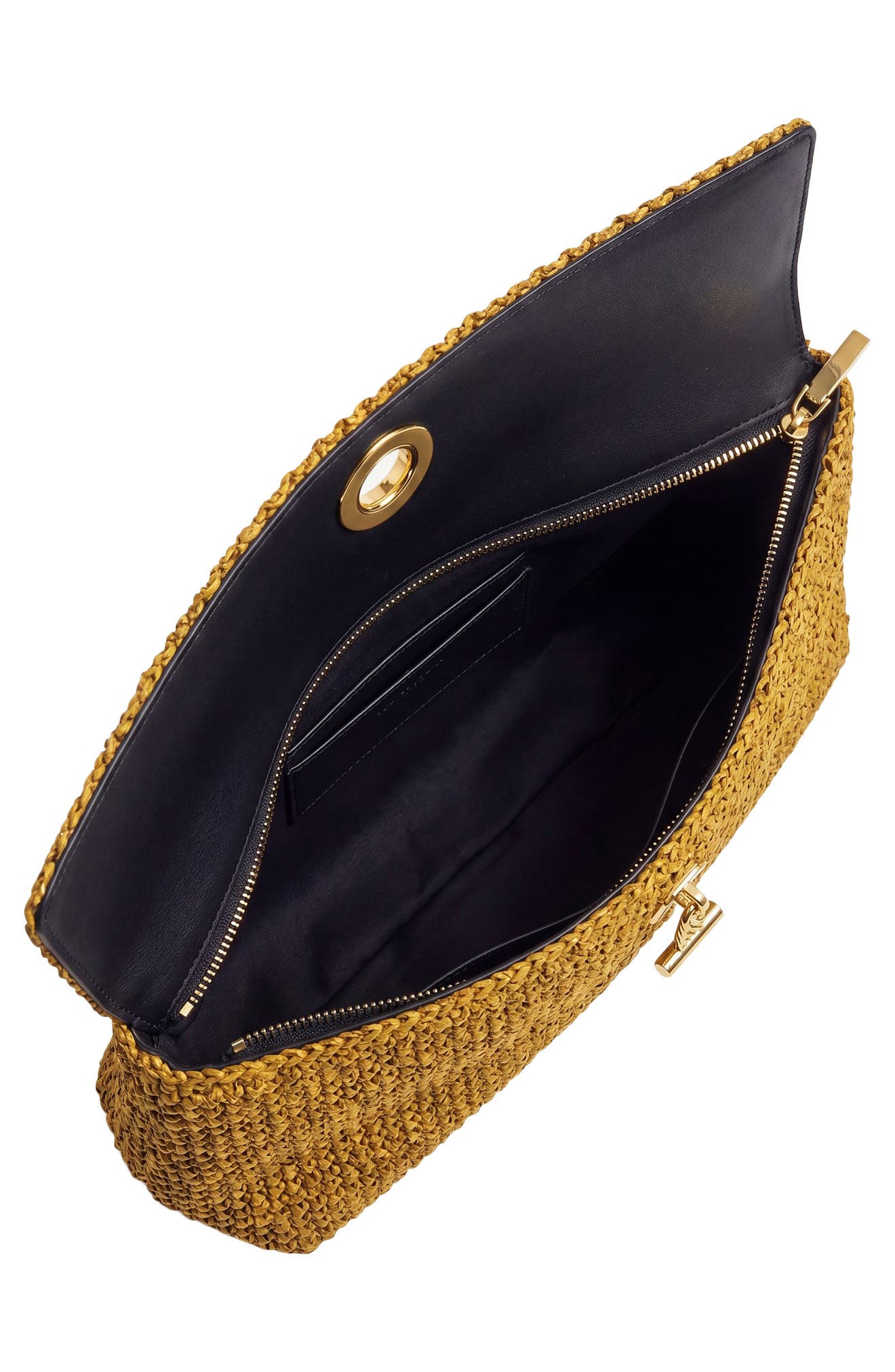 Veronica Beard Anchor Raffia Clutch, Alternate, color, Gold