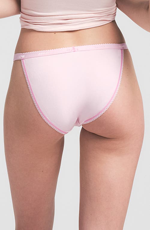 Skims Lightweight Cotton Logo Picot String Bikini In Cherry Blossom Tonal
