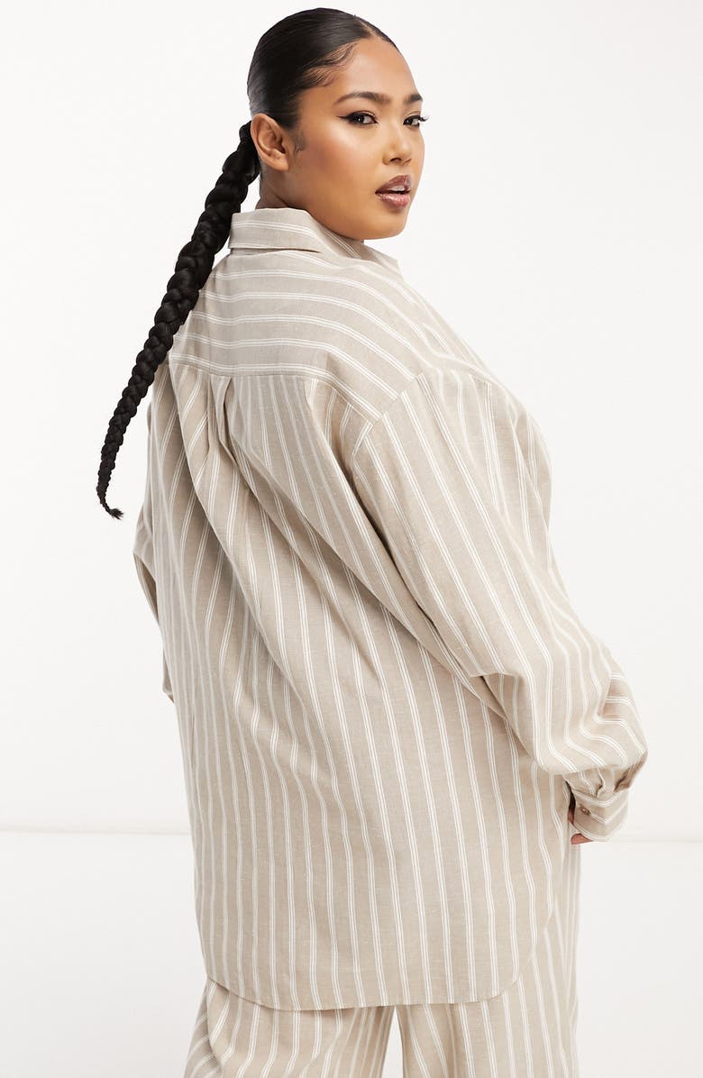 ASOS DESIGN Curve Stripe Boxy Button-Up Shirt, Alternate, color,