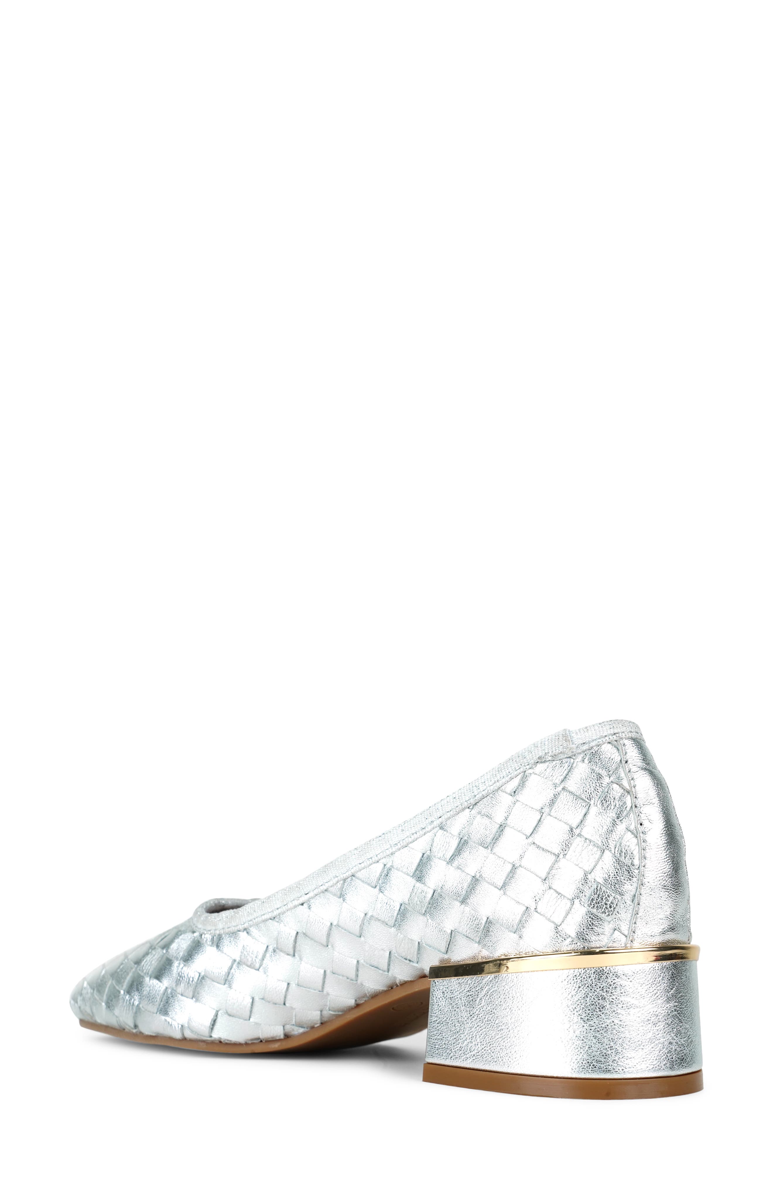 Kenneth Cole Birdie Woven Leather Pump, Alternate, color, Silver Woven Leather