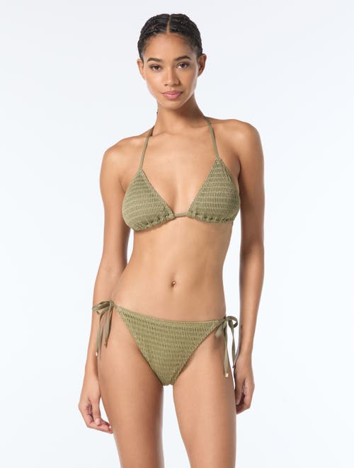 Michael Michael Kors Crochet Halter Bikini Top In Green