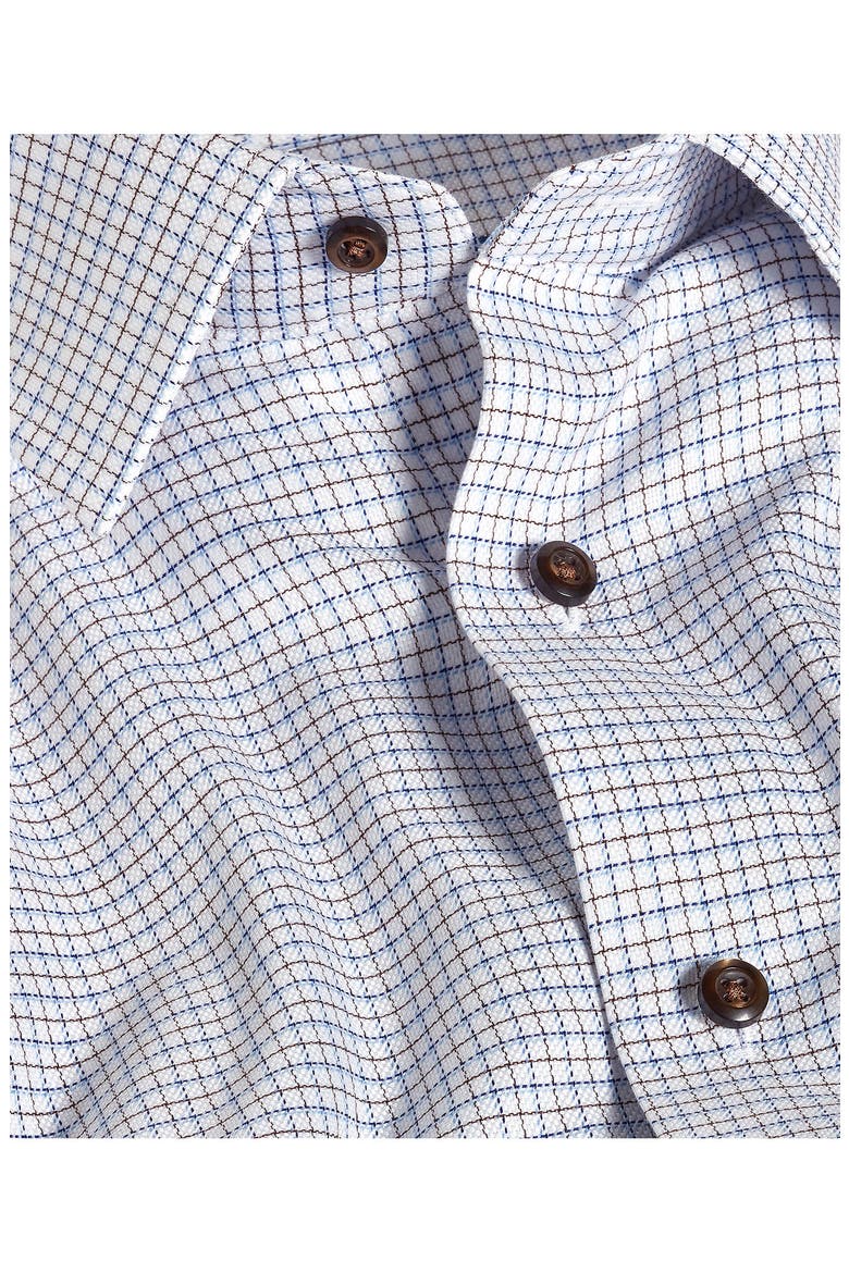 Trim Fit Dobby Check Dress Shirt, Alternate, color, BLUE/ CHOCOLATE