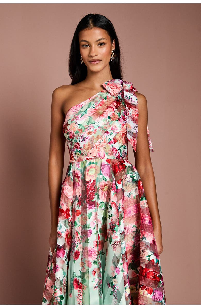 Coast Petite Organza One Shoulder Midi Dress, Alternate, color, Sage