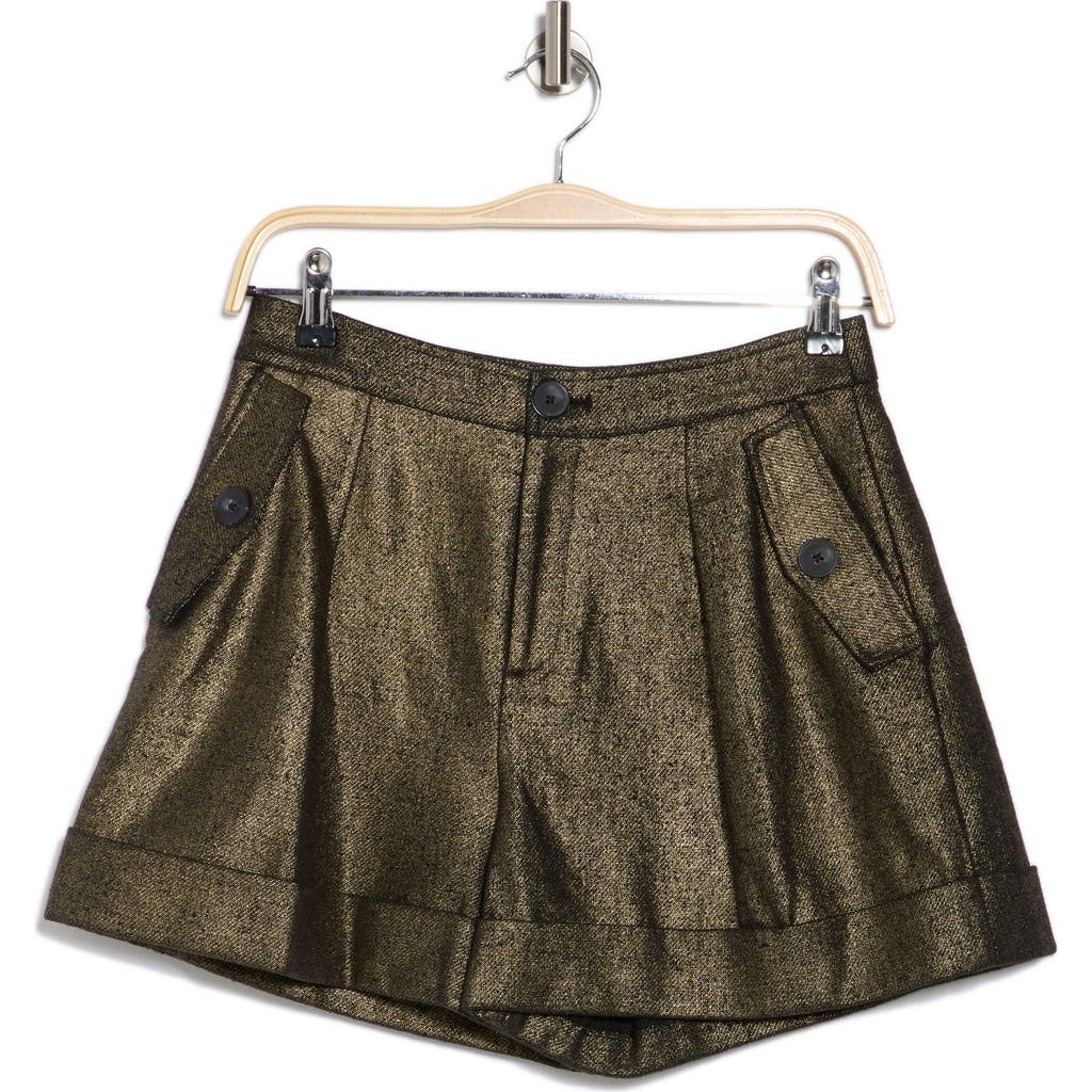 L Agence L'agence Safari High Waist Shorts In Black/gold
