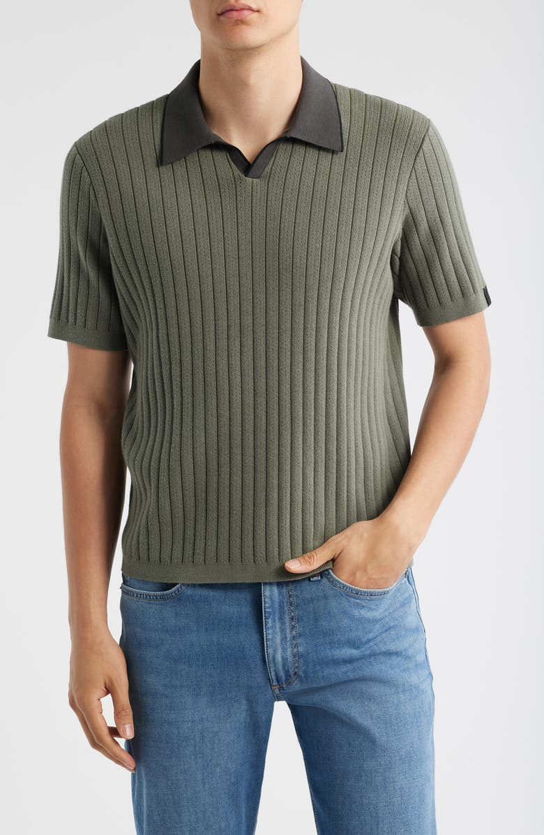 rag & bone Sanford Rib Johnny Collar Polo, Main, color, Pavement