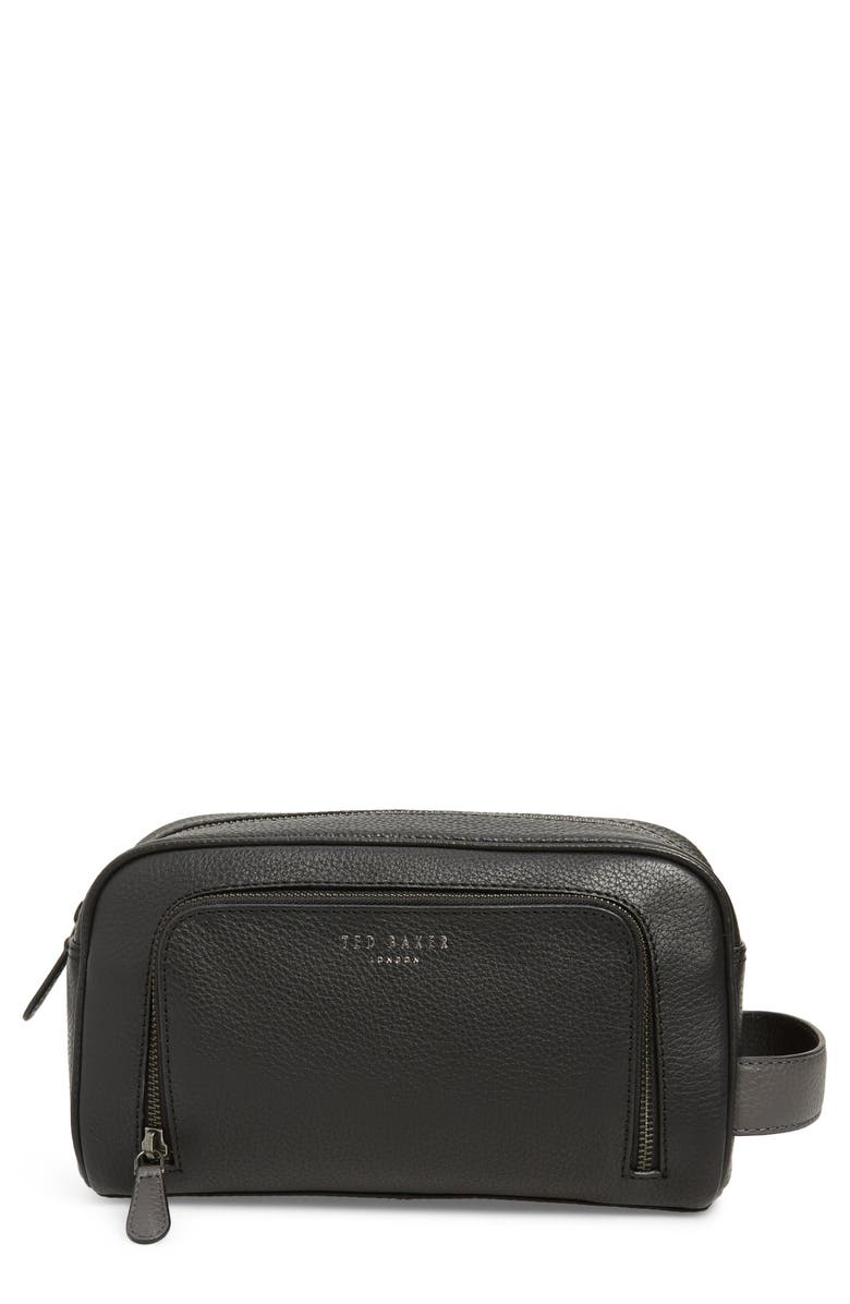 Ted Baker London Core Leather Dopp Kit, Main, color,