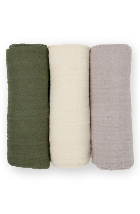 3-Pack Cotton Muslin Swaddle Blankets