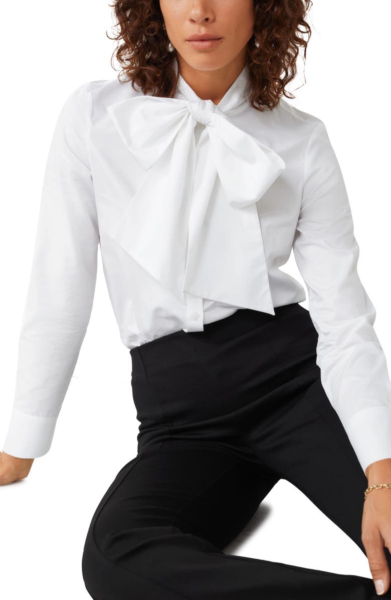 & Other Stories Bow Front Cotton Blouse, Main, color,