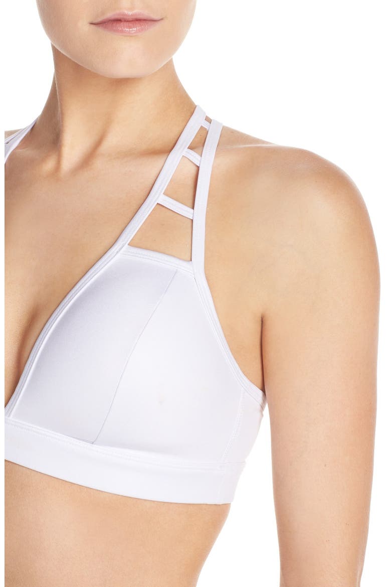 'Show Stopper' Racerback Sports Bra, Alternate, color, WHITE GLOSSY