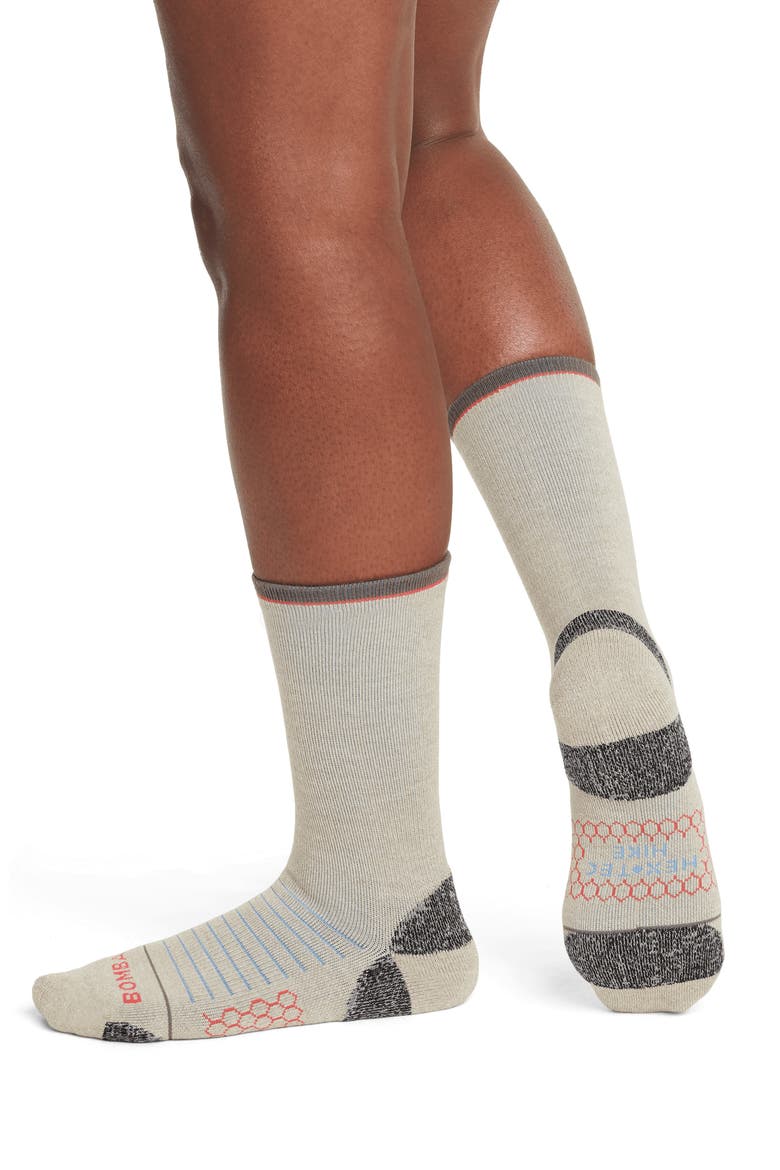 Stripe Hiking Calf Socks, Main, color, WASHED TAUPE