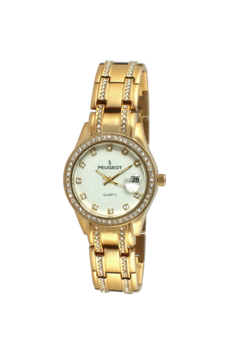 Luxury Swarovski Crystal Bracelet Watch- 30MM, Main, color, Gold