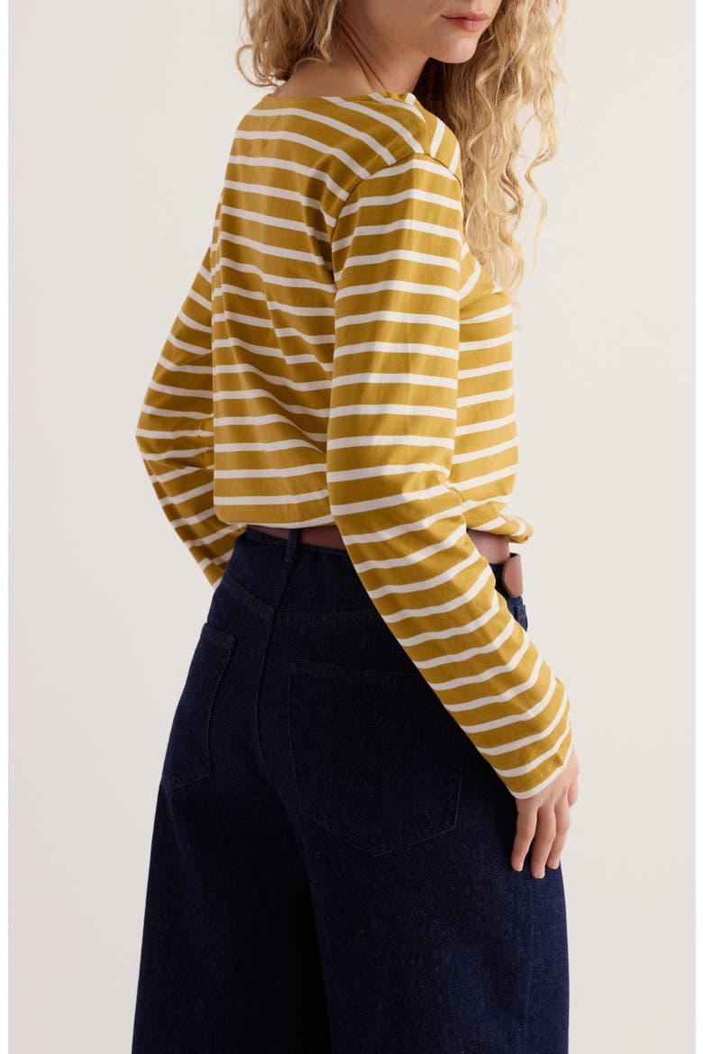 Sailor Stripe Long Sleeve Organic Cotton Top, Alternate, color, DUET BRETON CHAMOMILE